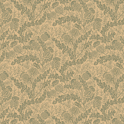 Mulberry Fg108.r11.0 Mulberry Thistle Wallcovering in Teal/Beige
