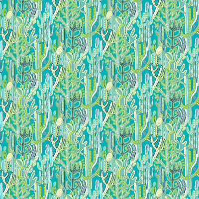 Gaston Y Daniela GDT5491.001.0 Cactus Multipurpose Fabric in Azul/verde/Teal/White/Celery
