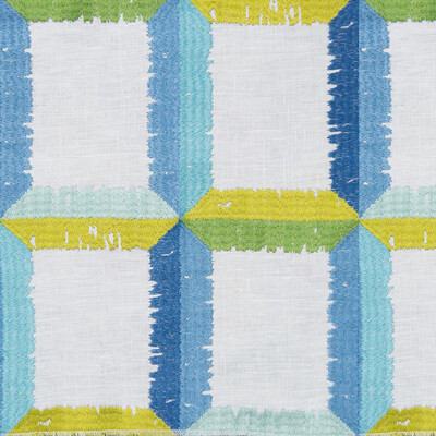 Gaston Y Daniela GDT5563.003.0 Yucatan Drapery Fabric in Agua/lima/Turquoise/Green/White