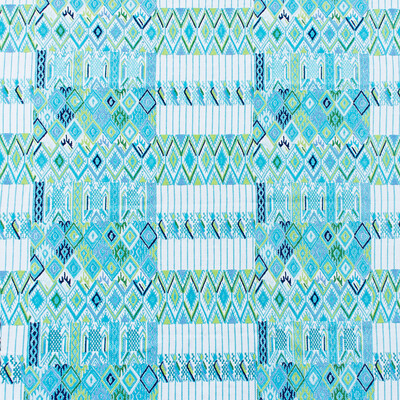 Gaston Y Daniela GDT5564.003.0 Huipil Drapery Fabric in Agua/lima/Turquoise/Chartreuse/White