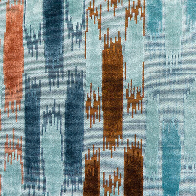 Gaston Y Daniela GDT5566.001.0 Aragon Upholstery Fabric in Azul/teja/Teal/Rust/Blue