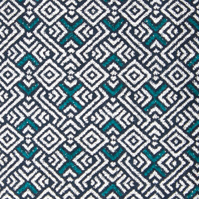 Gaston Y Daniela GDT5567.003.0 Inca Upholstery Fabric in Oceano/White/Black/Teal