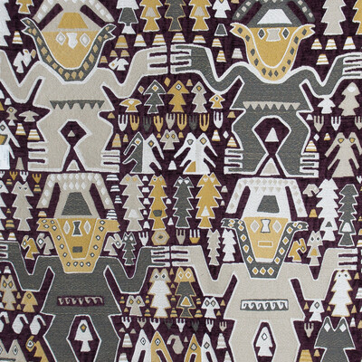 Gaston Y Daniela GDT5572.002.0 Colosos Upholstery Fabric in Burdeos/Plum/Gold/Grey
