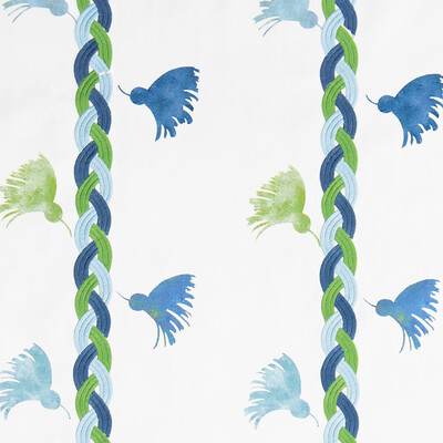 Gaston Y Daniela GDT5603.003.0 Reina Roja Multipurpose Fabric in  verde/azul/White/Light Blue/Green
