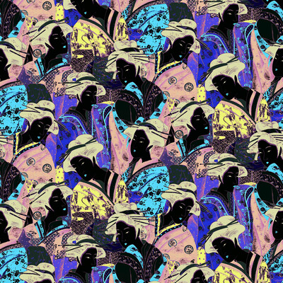 Gaston Y Daniela GDT5623.001.0 Matsuyama Velvet Multipurpose Fabric in Multi/Blue/Yellow