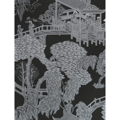 Gaston Y Daniela GDW5252.002.0 Zhou Jun Wallcovering Fabric in Onyx/plata/Black/Silver
