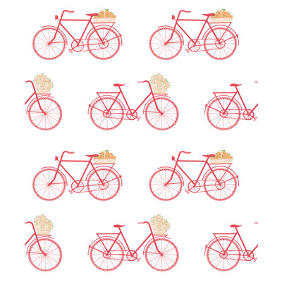 Gaston Y Daniela GDW5435.001.0 Bicicletas Wallcovering Fabric in Rosa/Fuschia/White/Orange