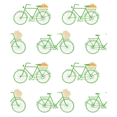 Gaston Y Daniela GDW5435.002.0 Bicicletas Wallcovering Fabric in Verde/Green/White/Orange
