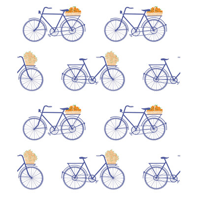 Gaston Y Daniela GDW5435.003.0 Bicicletas Wallcovering Fabric in Azul/Dark Blue/White/Orange