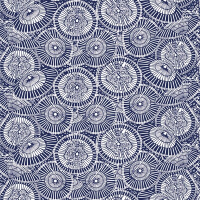 Gaston Y Daniela GDW5436.004.0 Sombrillas Wallcovering Fabric in Navy/Dark Blue/Ivory