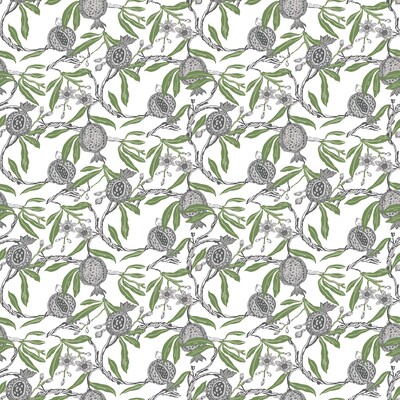 Gaston Y Daniela GDW5439.001.0 Granadas Wallcovering Fabric in Blanco/verde/Olive Green/Light Grey/Black