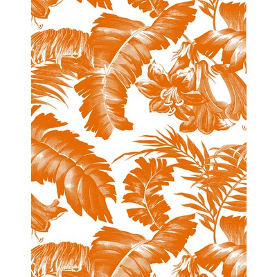 Gaston Y Daniela GDW5449.001.0 Plantation Wallcovering Fabric in Naranja/White/Coral