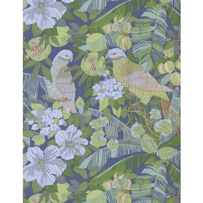 Gaston Y Daniela GDW5451.001.0 Morris Wallcovering Fabric in Original/Purple/Celery/Light Grey