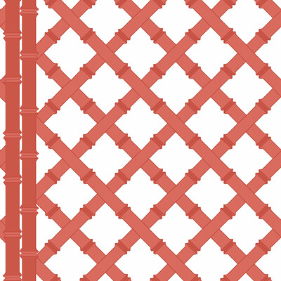 Gaston Y Daniela GDW5455.003.0 Trellis Wallcovering Fabric in Blanco/pomelo/Coral/White