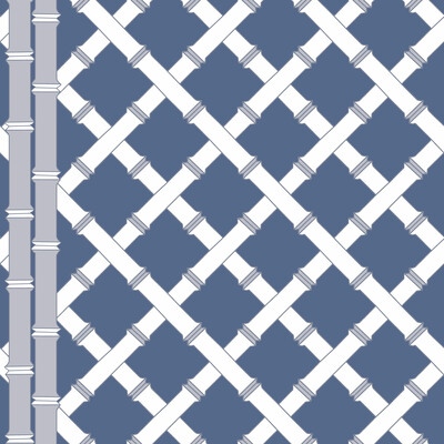 Gaston Y Daniela GDW5455.004.0 Trellis Wallcovering Fabric in Azul/blanco/Blue/Ivory/Light Grey