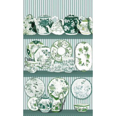 Gaston Y Daniela GDW5769.004.0 Tea Time Wallcovering in Verde/Green/Celery/White