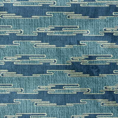 Groundworks GWF-2805.513.0 Sora Velvet Upholstery Fabric in Aqua/blue/Blue/Light Blue/Beige