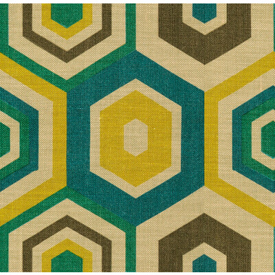 Lee Jofa Modern GWF-2901.453.0 Hexagon Tile Multipurpose Fabric in Teal/Multi/Green/Yellow