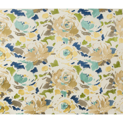 Lee Jofa Modern GWF-3301.534.0 Kalos Emb Upholstery Fabric in Teal/brass/Green/Blue/Multi
