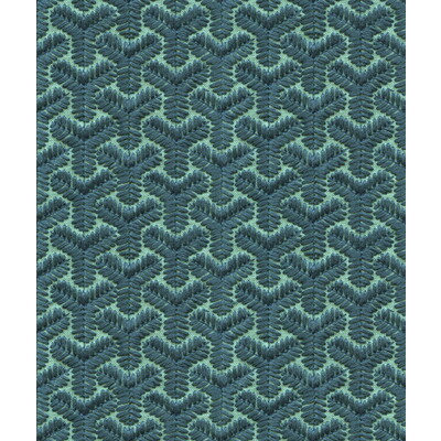 Lee Jofa Modern GWF-3320.513.0 Chengtudoor Emb Multipurpose Fabric in Blue/aqua/Blue/Green