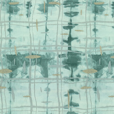 Lee Jofa Modern GWF-3516.13.0 Crossroads Multipurpose Fabric in Mist/Turquoise/Silver