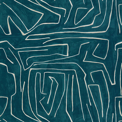 Groundworks GWF-3530.53.0 Graffito Multipurpose Fabric in Teal/pearl/Teal/Beige