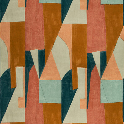 Lee Jofa Modern GWF-3752.357.0 District Multipurpose Fabric in Apricot/Multi/Teal/Pink