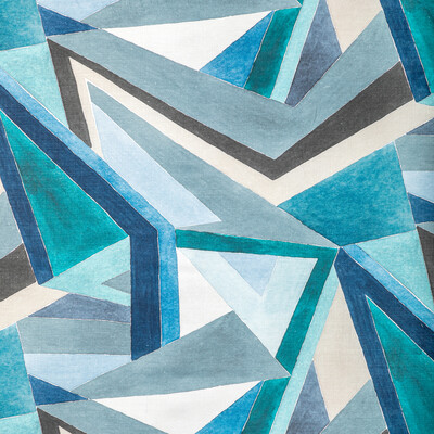 Lee Jofa Modern GWF-3772.355.0 Roulade Print Multipurpose Fabric in Navy/teal/Dark Blue/Teal