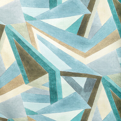 Lee Jofa Modern GWF-3772.635.0 Roulade Print Multipurpose Fabric in Aqua/dune/Turquoise/Brown