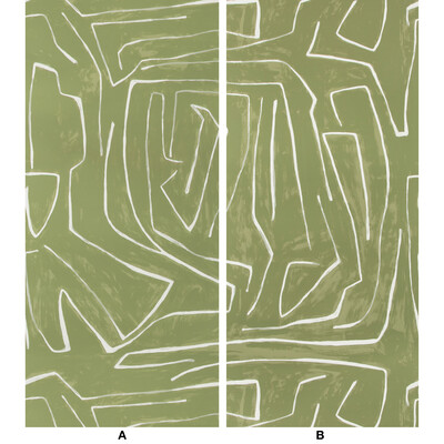 Groundworks GWP-3501.123.0 Graffito Wallcovering in Fern/Green/Olive Green