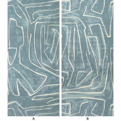 Groundworks GWP-3501.15.0 Graffito Wallcovering in Deep Sky/Blue/Blue