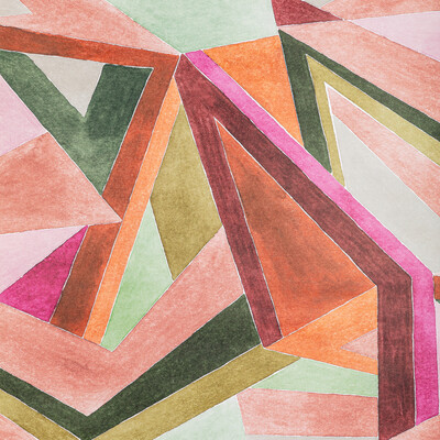 Lee Jofa Modern GWP-3727.73.0 Roulade Paper Wallcovering in Rose/leaf/Pink/Green/Multi
