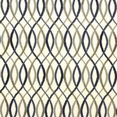 Groundworks INFINITY.BEIGE/M.0 Infinity Upholstery Fabric in Beige/midnight/Beige/Blue/Grey