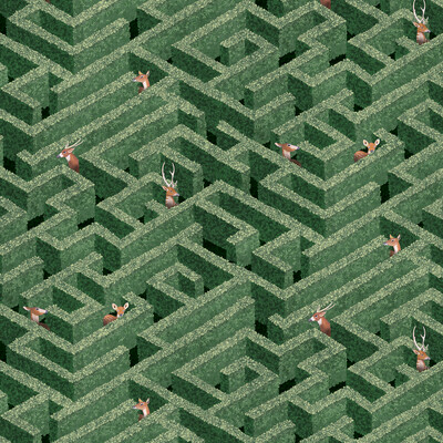 Kravet Couture JMW1009.01.0 Labyrinth With Deer Wallcovering in Green