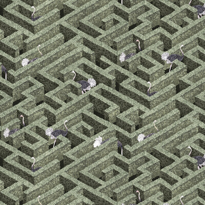 Kravet Couture JMW1010.01.0 Labyrinth With Ostriches Wallcovering in Green/Olive Green