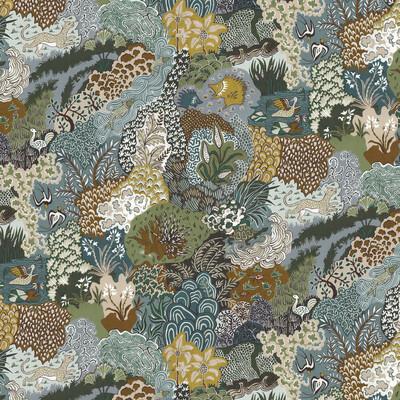 Kravet Couture JMW1019.11.0 Whimsical Clumps Wallcovering in Green/Brown/Blue
