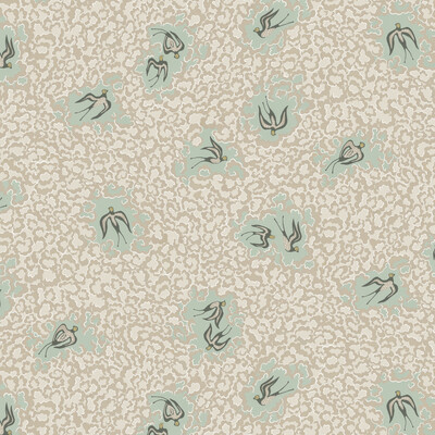 Kravet Couture JMW1020.21.0 Beas Swallows Wallcovering in Turquoise/Beige