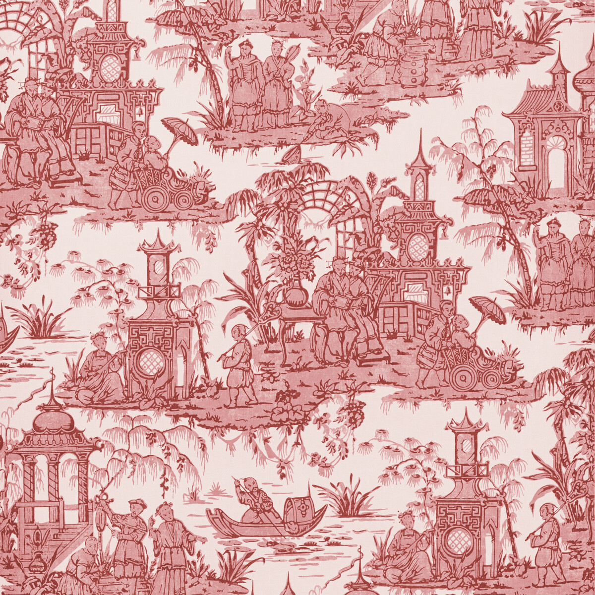 Lee Jofa P2020110.19.0 Pagoda Toile Paper Wallcovering in Garnet/Red/Burgundy/red