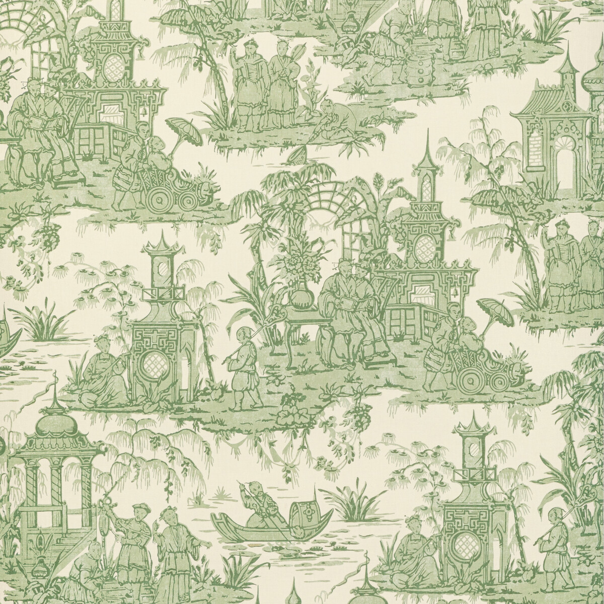 Lee Jofa P2020110.316.0 Pagoda Toile Paper Wallcovering in Green