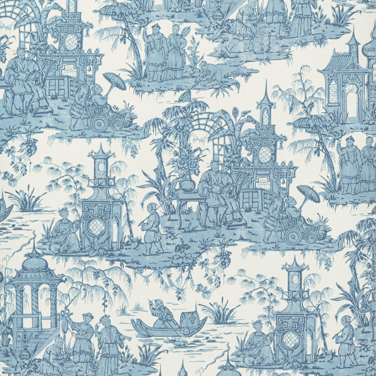 Lee Jofa P2020110.535.0 Pagoda Toile Paper Wallcovering in Blue