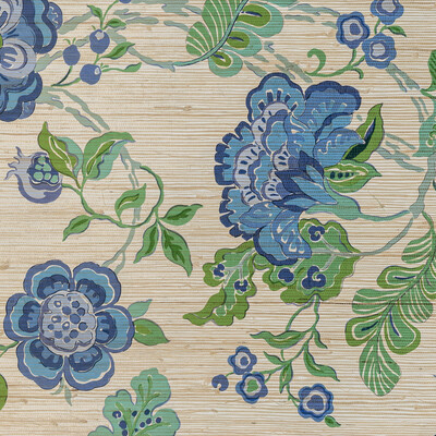 Lee Jofa PBFC-3527.530.0 Somerset Grasscloth Wallcovering in Blue/Green