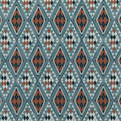 Baker Lifestyle PF50443.3.0 Castelo Drapery Fabric in Indigo/spice/Blue/Orange