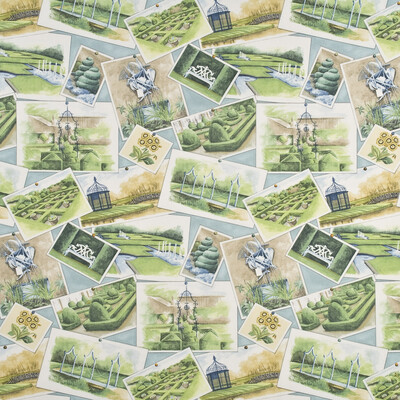Baker Lifestyle PP50339.1.0 Opera Postcards Drapery Fabric in Aqua/multi/Light Blue/Green/Multi