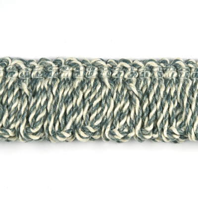 Parkertex PT85000.2.0 Rope Loop Fringe Trim Fabric in Aqua/Light Green/White