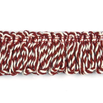 Parkertex PT85000.4.0 Rope Loop Fringe Trim Fabric in Red/White