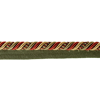 Kravet Couture T30212.439.0 Ribbon Cord W/flange Trim Fabric in Burgundy/red , Green