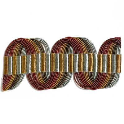 Kravet Couture T30401.3524.0 Undulating Border Trim Fabric in Burgundy/red , Rust