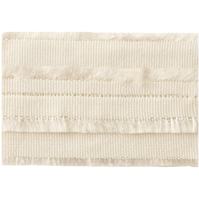 Kravet Couture T30564.1.0 Fringed Border Trim Fabric in White , White , Pearl