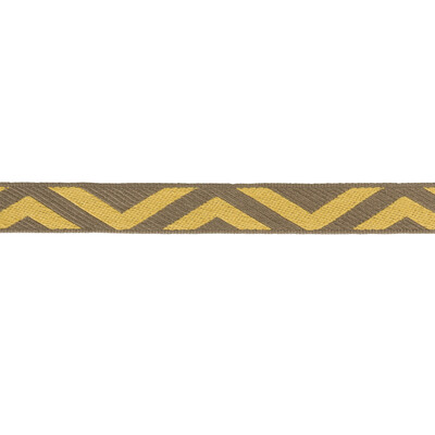 Kravet Design T30672.164.0 Geo Club Border Trim Fabric in Oro/Yellow/Brown/Grey