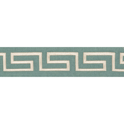 Kravet Couture T30689.35.0 Keystone Border Trim Fabric in Mineral , Ivory , Jade